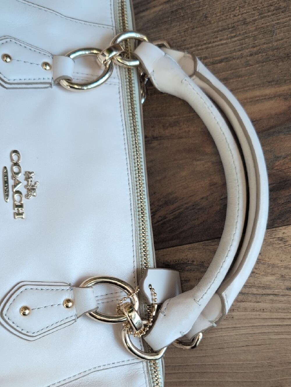 Coach Ivory Off White Colette Pleated Leather Satchel M410 - Picture 3 of 16